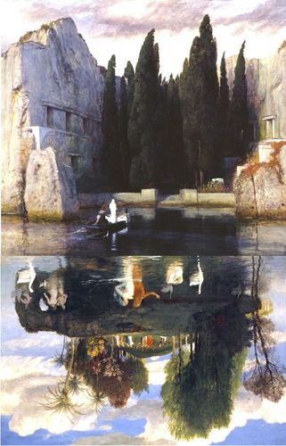 Arnold Böcklin, Die Toteninsel III, Alte Nationalgalerie Berlin, 1883 /Arnold Böcklin, Die Lebensinsel, Kunstmuseum Basel, 1888 ((Fotos: Wikimedia Commons)